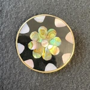 Vintage Alpaca Mother of Pearl Abalone Flower Brooch/Pendant